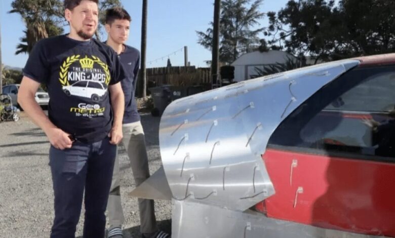 Father and son modified their car to get more than 100 miles to the gallon Father and son modified their car to get more than 100 miles to the gallon