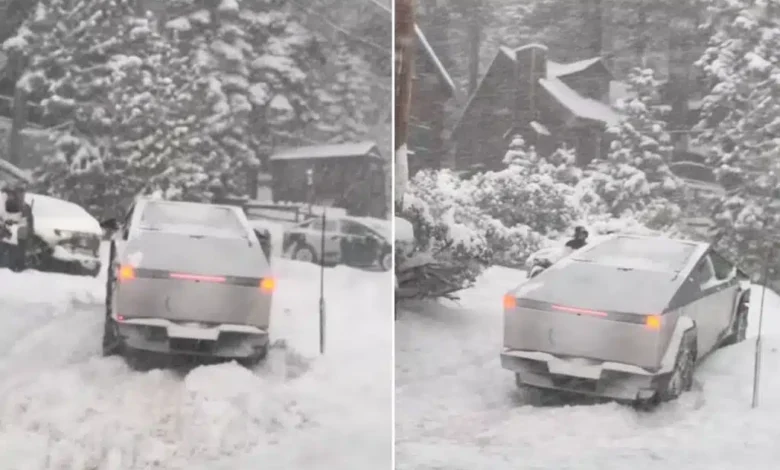 Snow is quickly becoming the Cybertruck’s greatest nemesis Snow is quickly becoming the Cybertruck’s greatest nemesis