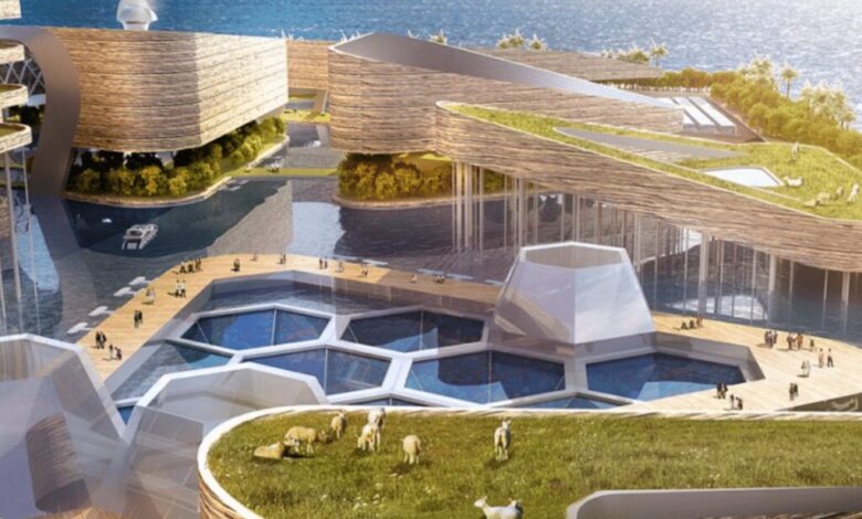 Inside futuristic design for floating city in China with underwater streets Inside futuristic design for floating city in China with underwater streets