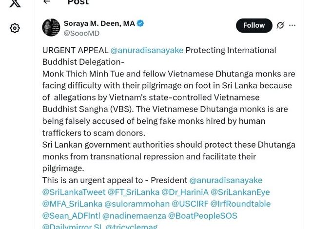 Giữa khó khăn, công luận Sri Lanka lên tiếng bênh vực sư Minh Tuệ Giữa khó khăn, công luận Sri Lanka lên tiếng bênh vực sư Minh Tuệ