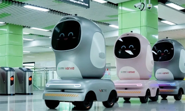 Robot giao hàng Trung Quốc tự động đi tàu điện ngầm Robot giao hàng Trung Quốc tự động đi tàu điện ngầm