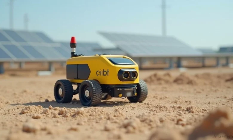 Robot hỗ trợ xây nhanh trang trại điện mặt trời Robot hỗ trợ xây nhanh trang trại điện mặt trời