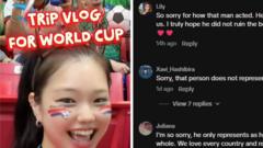 Người đàn ông xin lỗi vì hành động phân biệt chủng tộc với cô gái Hàn Quốc tại World Cup Người đàn ông xin lỗi vì hành động phân biệt chủng tộc với cô gái Hàn Quốc tại World Cup