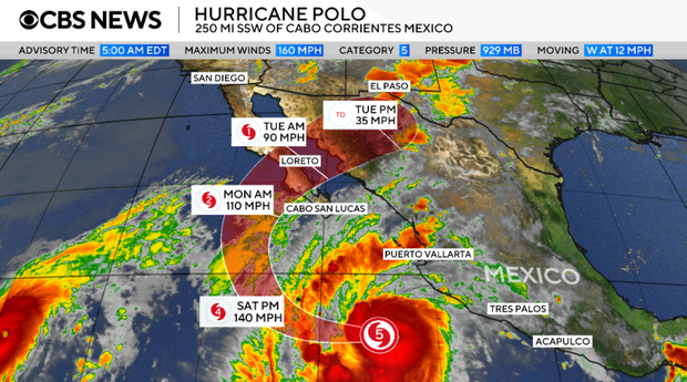 Bão Polo: Cơn bão mạnh cấp 4 đang tiến gần Mexico – Theo dõi lộ trình bão ngay! Bão Polo: Cơn bão mạnh cấp 4 đang tiến gần Mexico – Theo dõi lộ trình bão ngay!